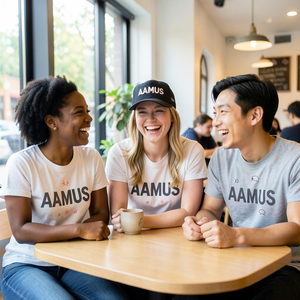 Cottage Mode & AAMUS — AAMUS — friends wearing the tees and cap