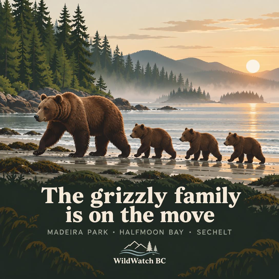 WildWatch BC — Grizzly family — wildlife update poster