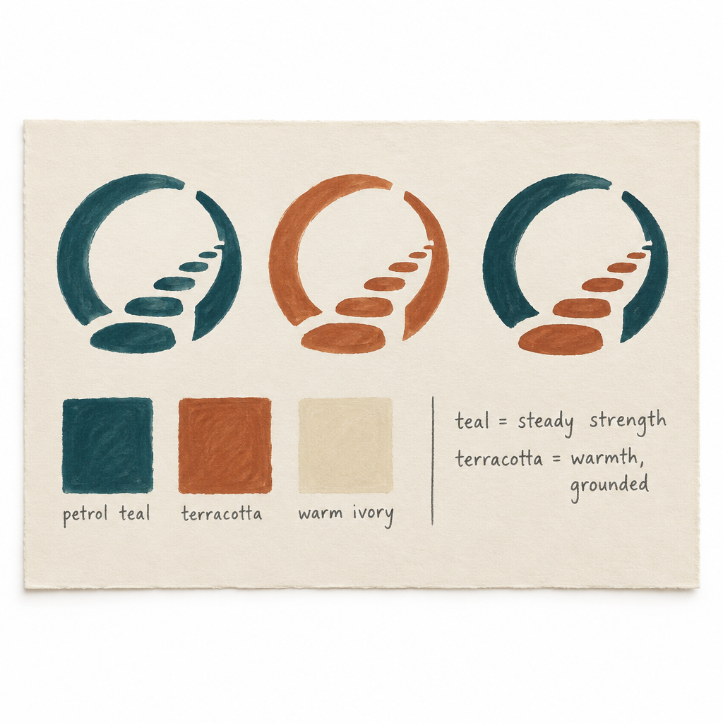 Justice Equality — 03 / Teal, terracotta and ivory colour studies