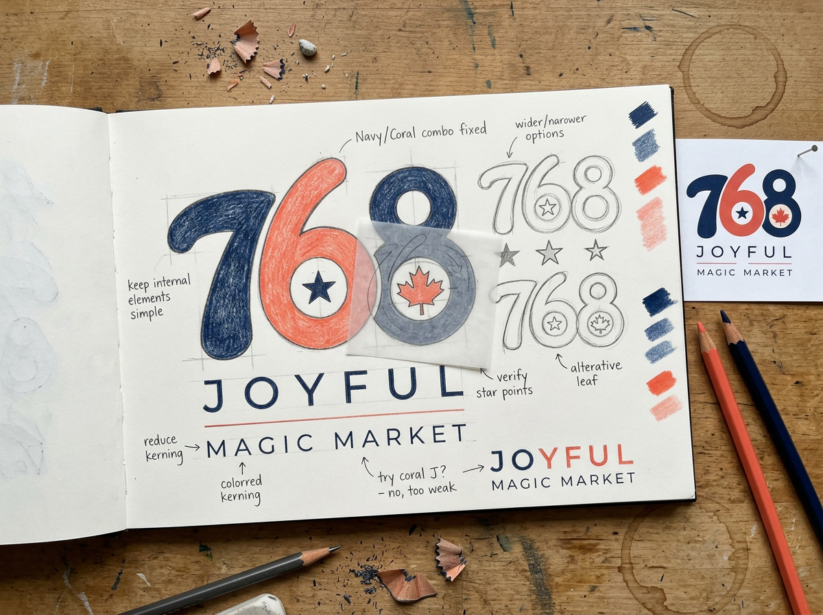 Joyful Magic Market — Development study — lettering, star and maple leaf