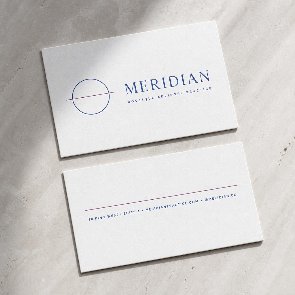 Print suites — Meridian — wordmark and cards